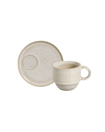 Xícara de Chá Empilhável com Pires Linhas Latte 230ml (Unidade)