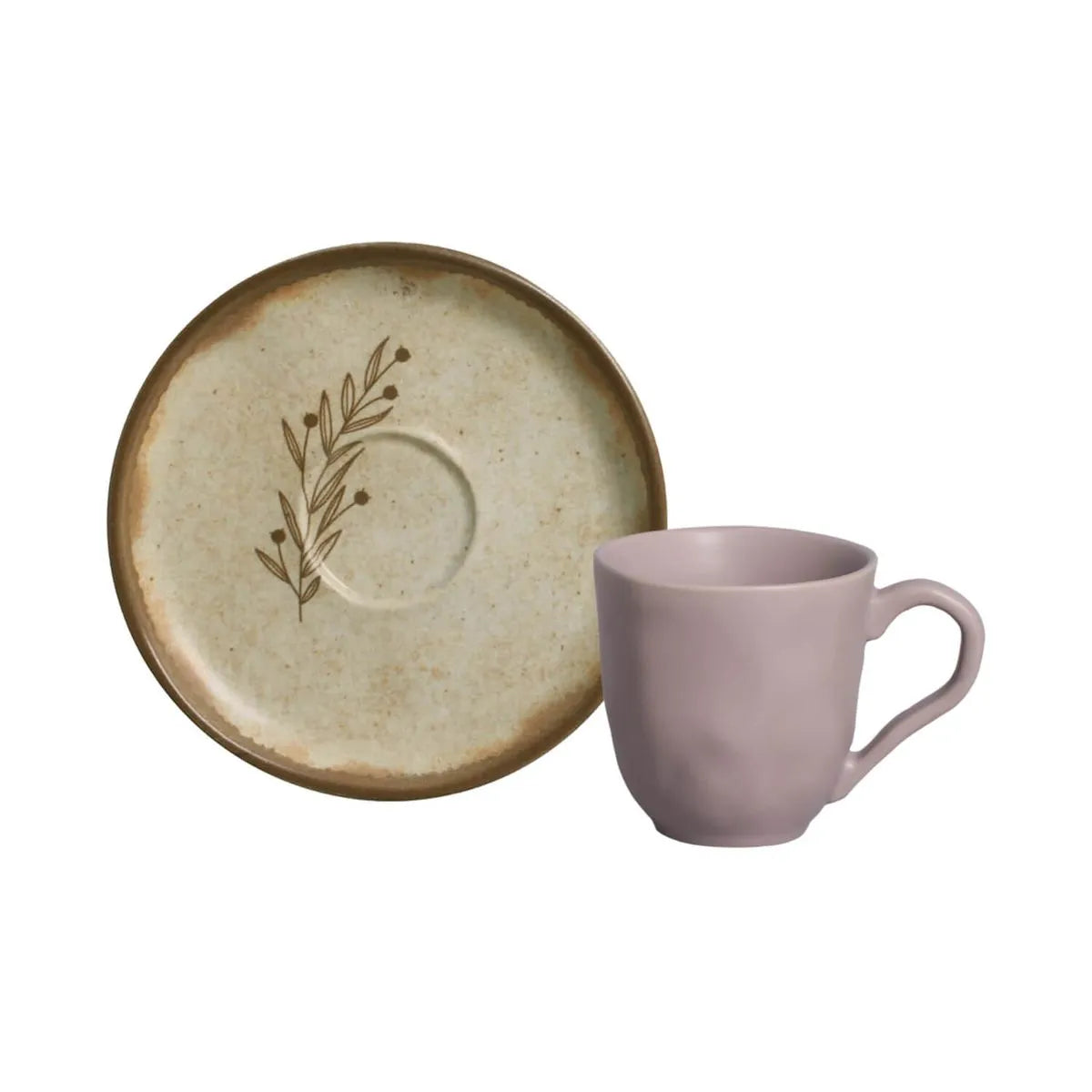 Xícara de Café com Pires Bio Stoneware Nativa 120ml