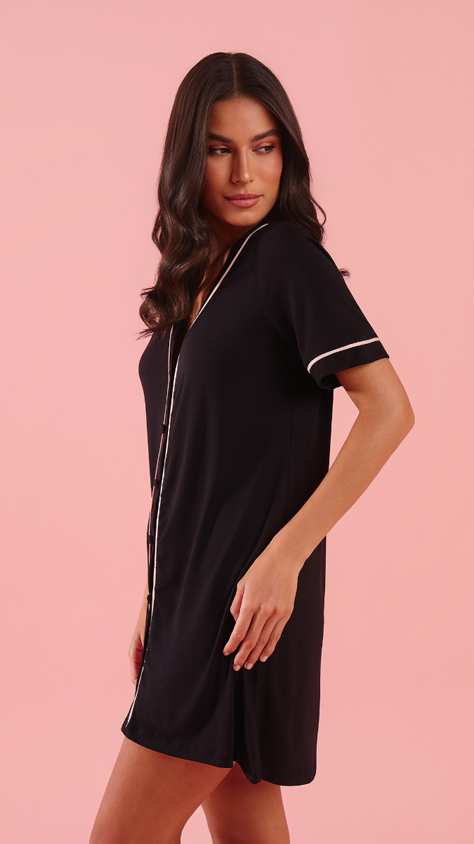 Camisão Ana Luiza (Preto com rosa)