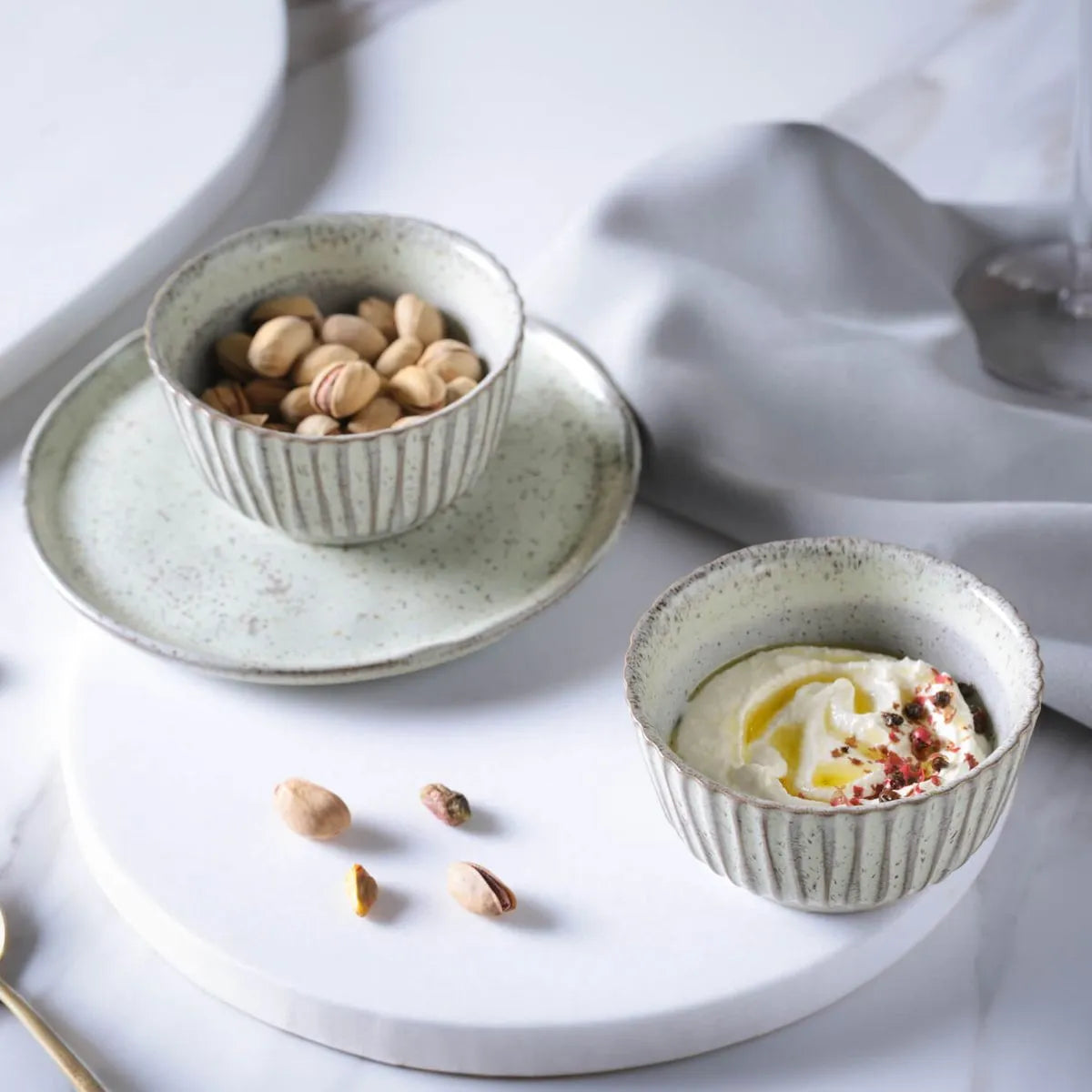 Ramequins Médio Linhas Pistache Ø9x5cm 170ml