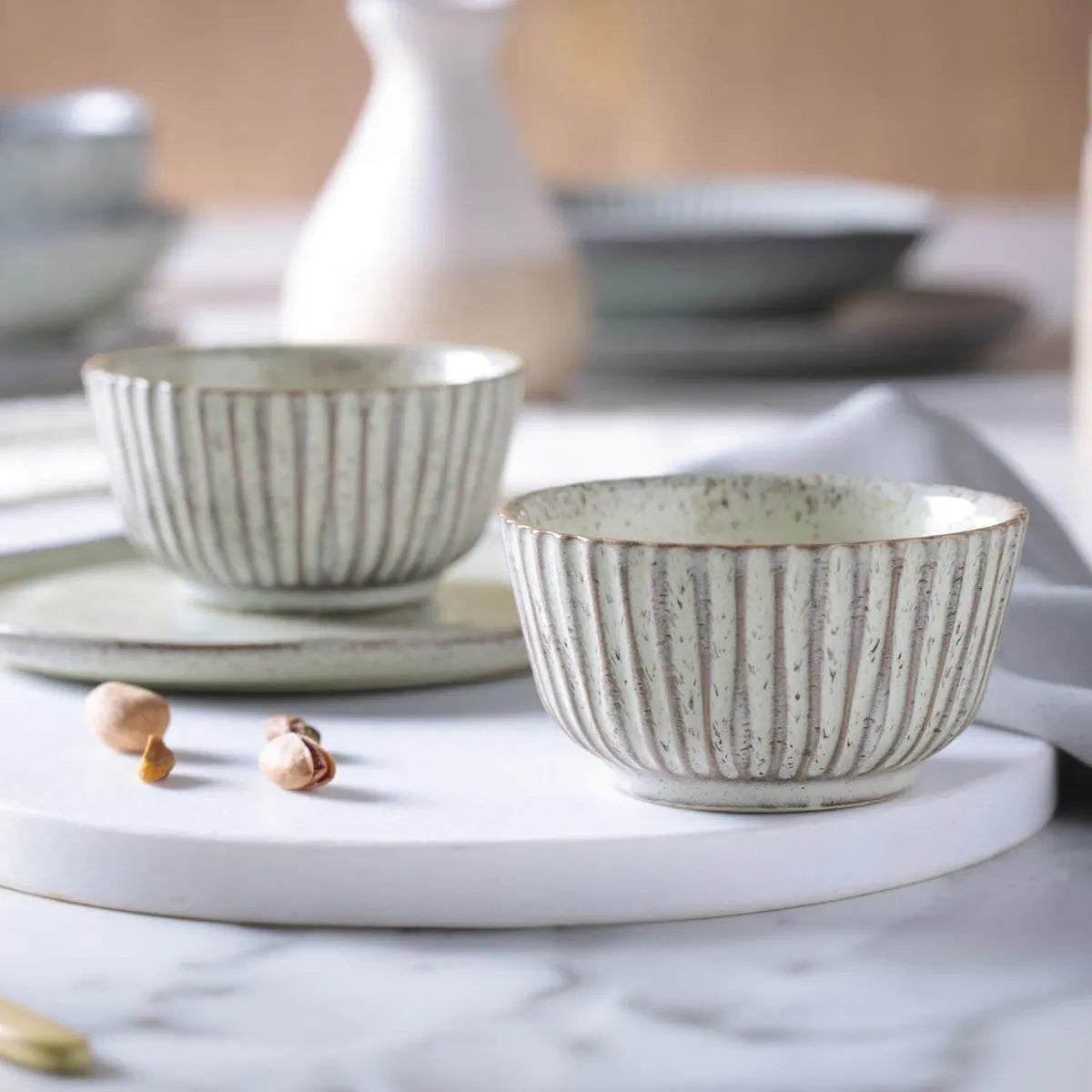 Ramequins Médio Linhas Pistache Ø9x5cm 170ml