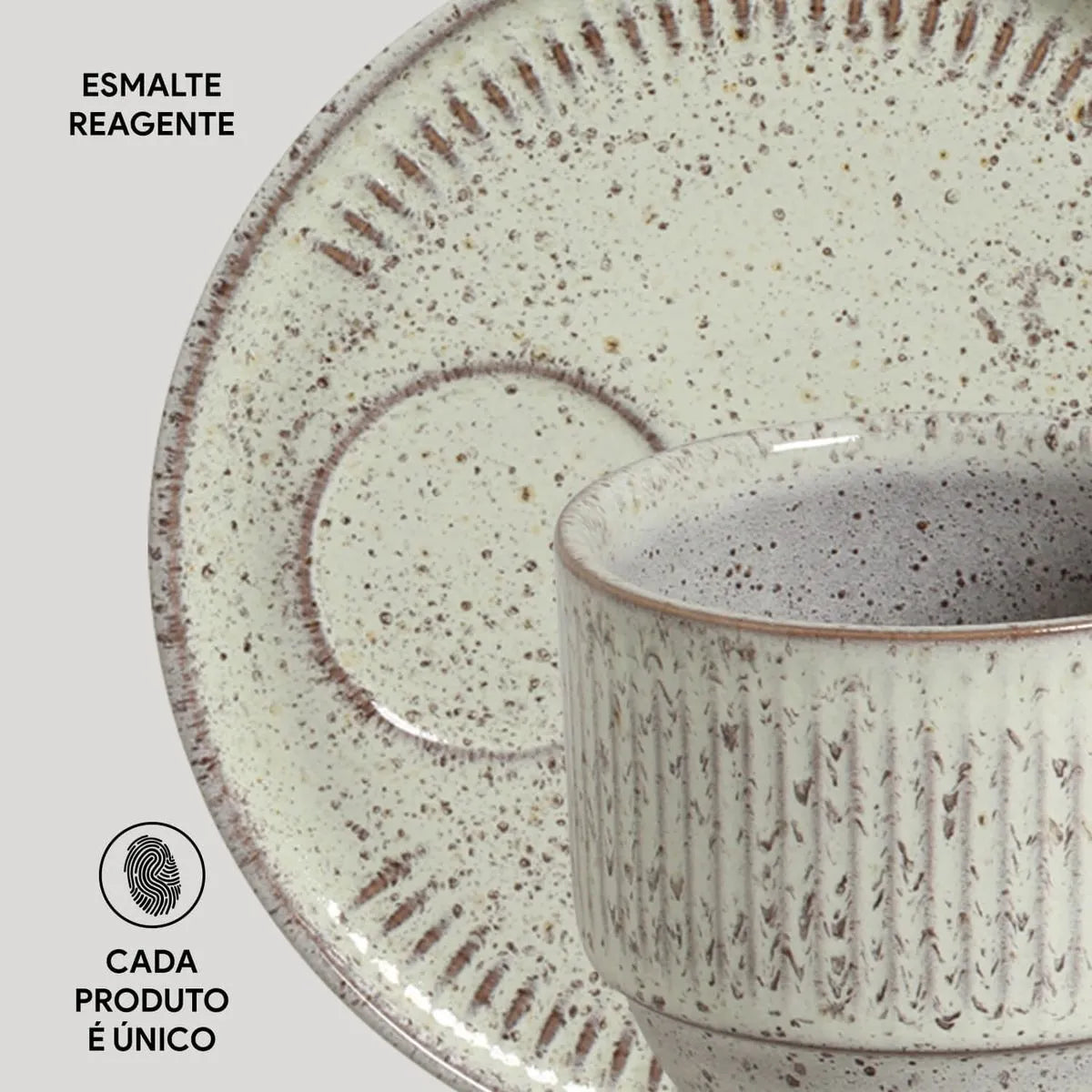 Xícara de Chá Empilhável com Pires Linhas Pistache 230ml (Unidade)