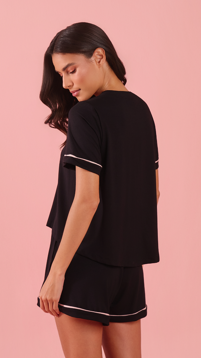 Short Doll Ana Luiza (Preto com rosa)