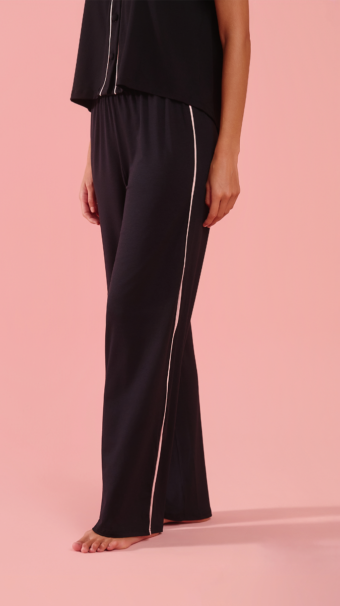 Pijama Ana Luiza (Preto com rosa)